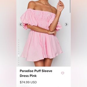 Beginning Boutique Paradise Puff Sleeve Dress- Pink